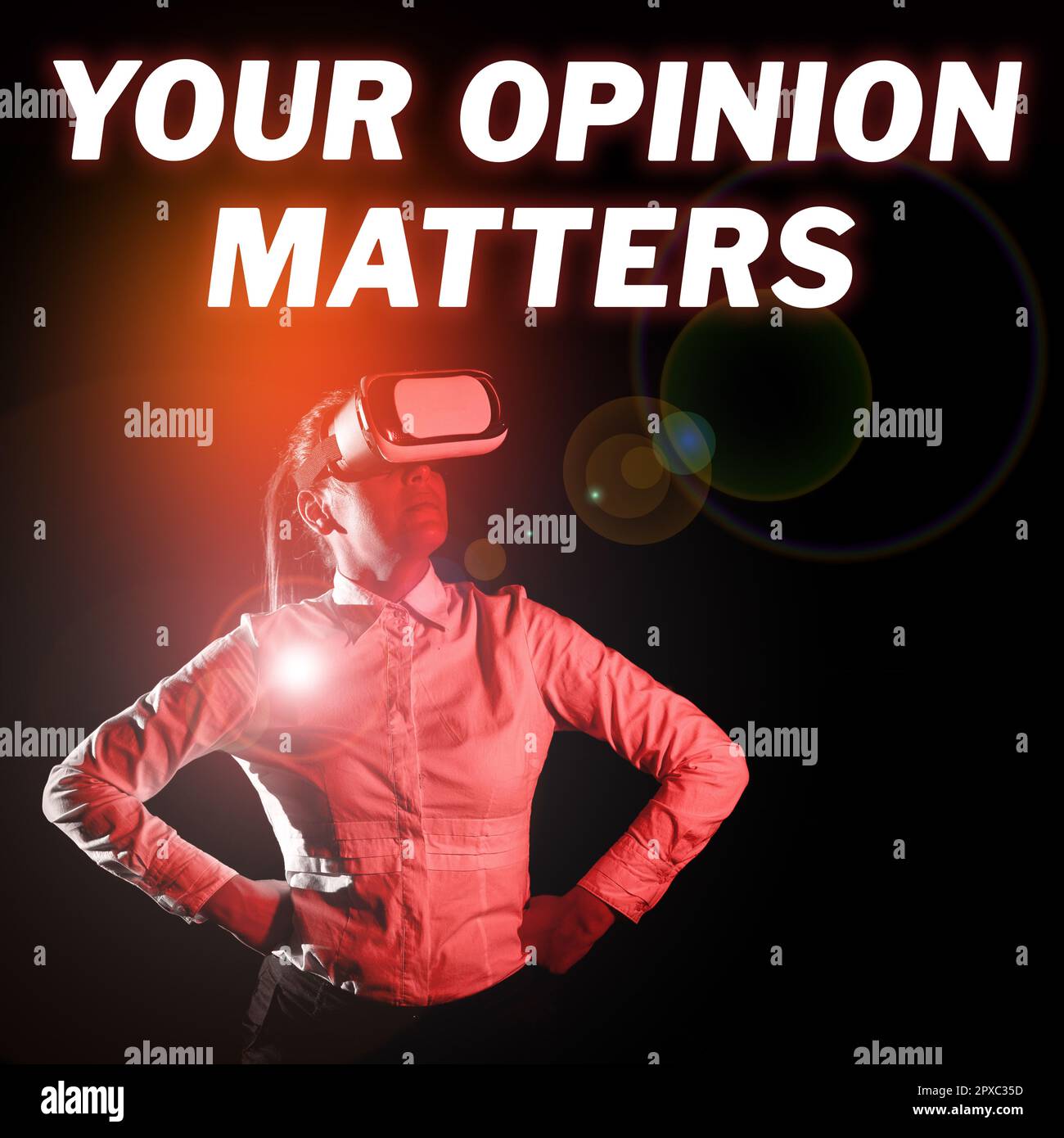 Signez affichant votre opinion compte, Business concept pour avoir votre mot à dire en fournissant une précieuse contribution à améliorer Banque D'Images