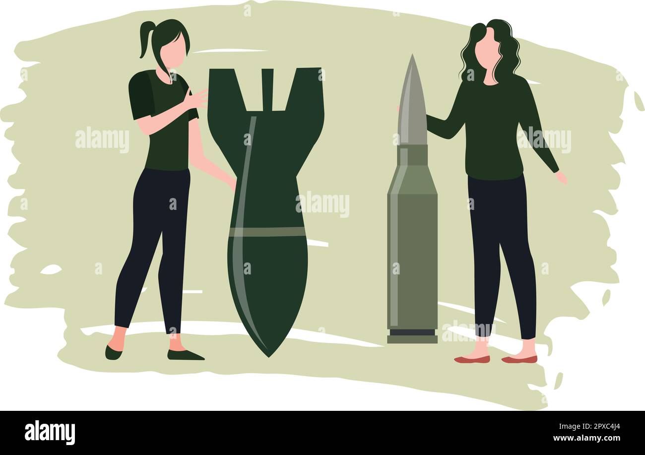 Les filles ont des missiles et des balles. Illustration de Vecteur