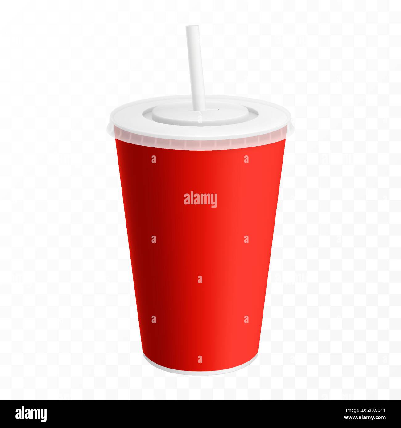 Soda boisson plastique ou gobelet en papier avec paille à boire, Vector Realistic 3D blanc maquette d'emballage. Soda, jus ou thé glacé, boissons sans alcool fastfood Illustration de Vecteur