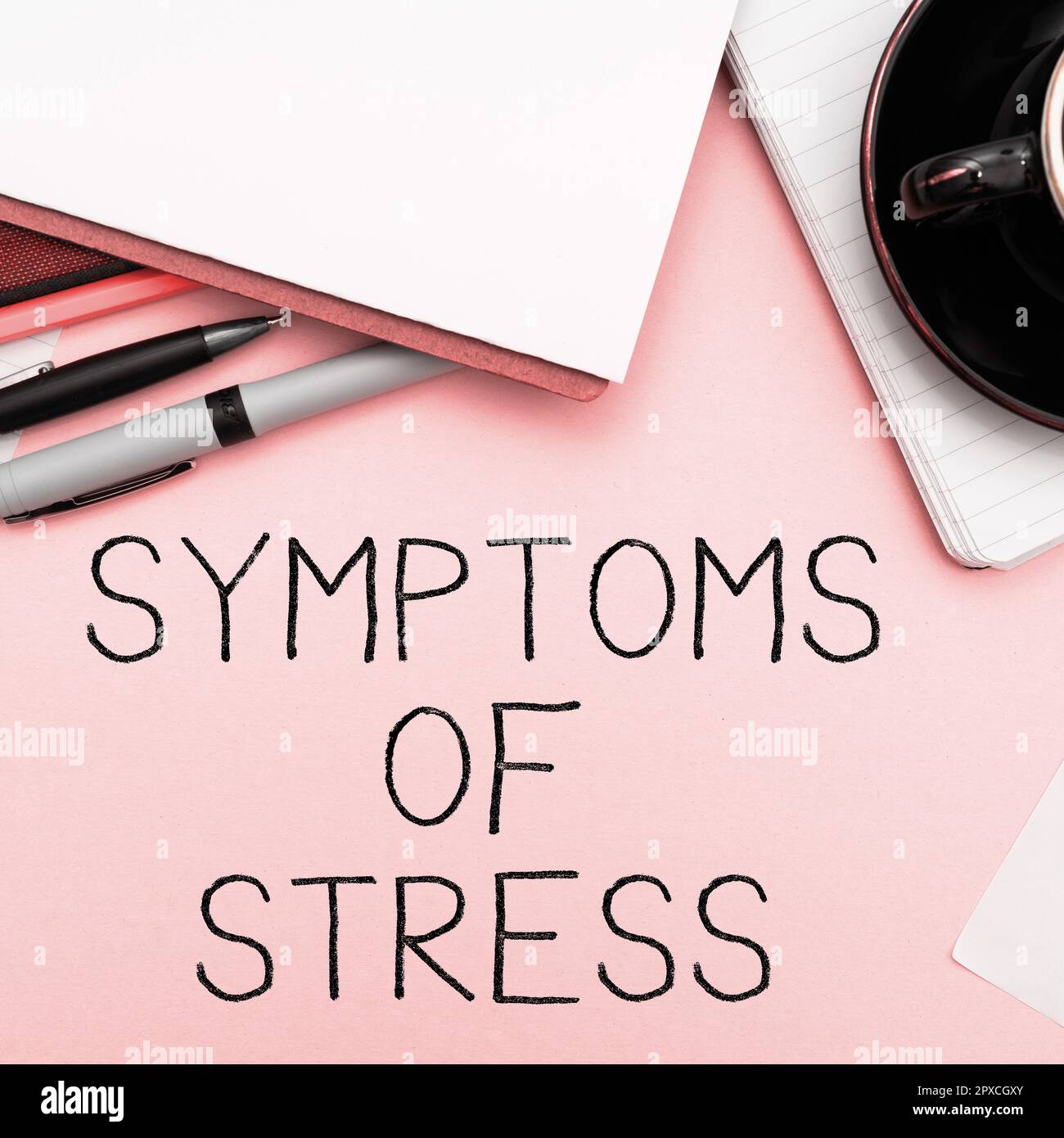 Légende de texte présentant des symptômes de stress, approche d'affaires servant de symptôme ou de signe en particulier de quelque chose de indésirable Banque D'Images