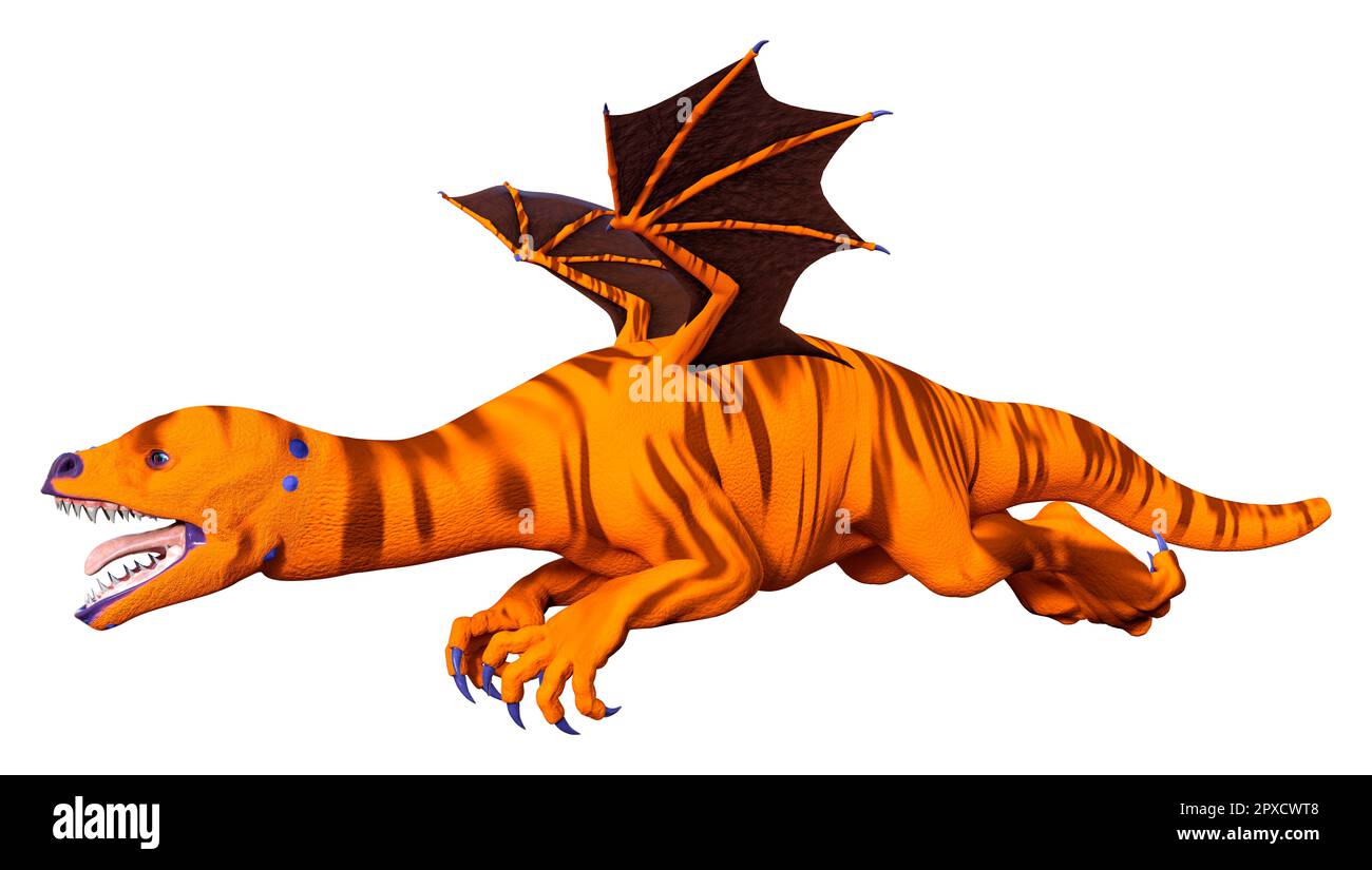 Le rendu 3D d'un dragon fantasy isolé sur fond blanc Banque D'Images