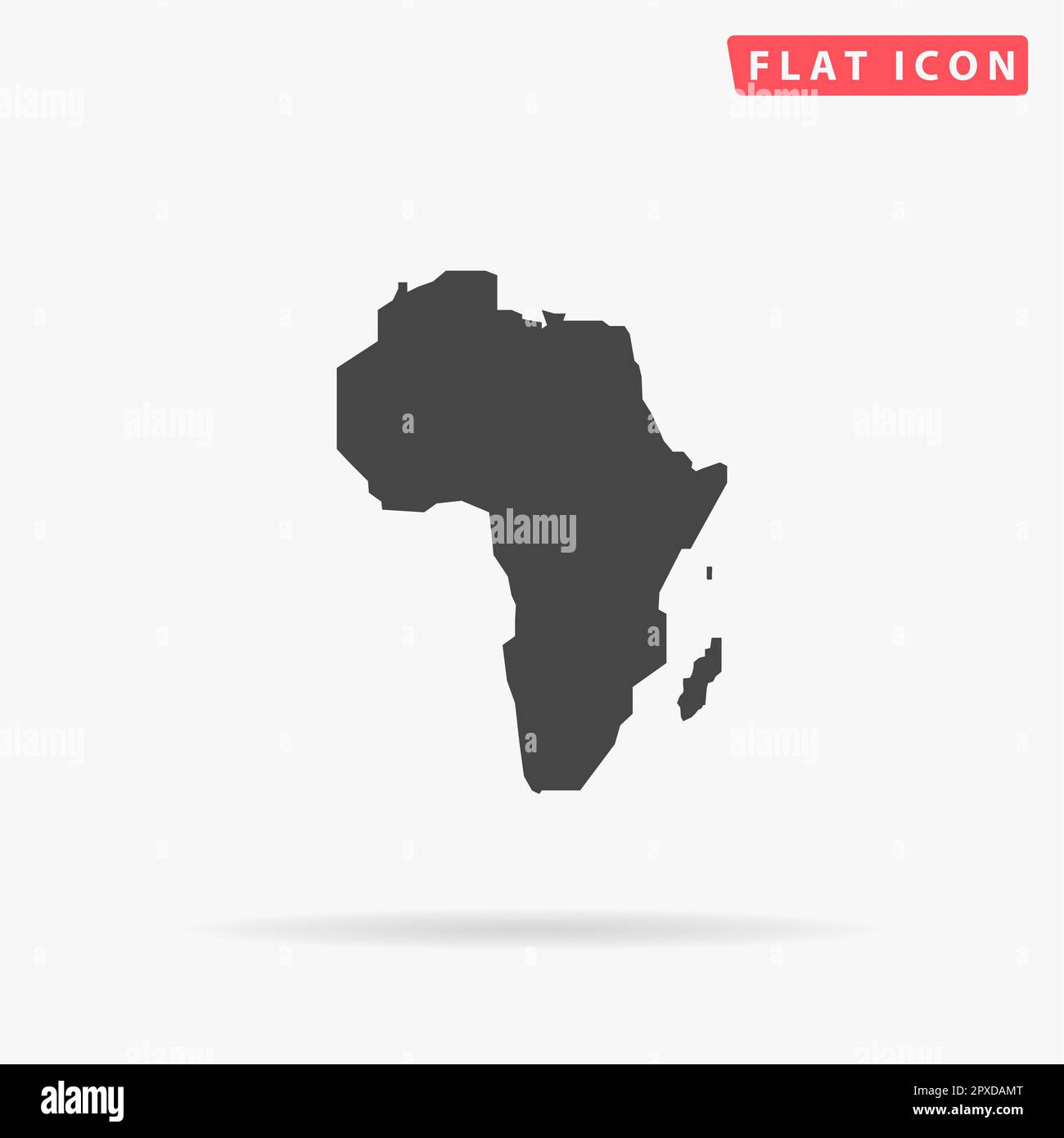 Carte de l'Afrique. Symbole noir plat simple avec ombre sur fond blanc. Pictogramme d'illustration vectorielle Banque D'Images