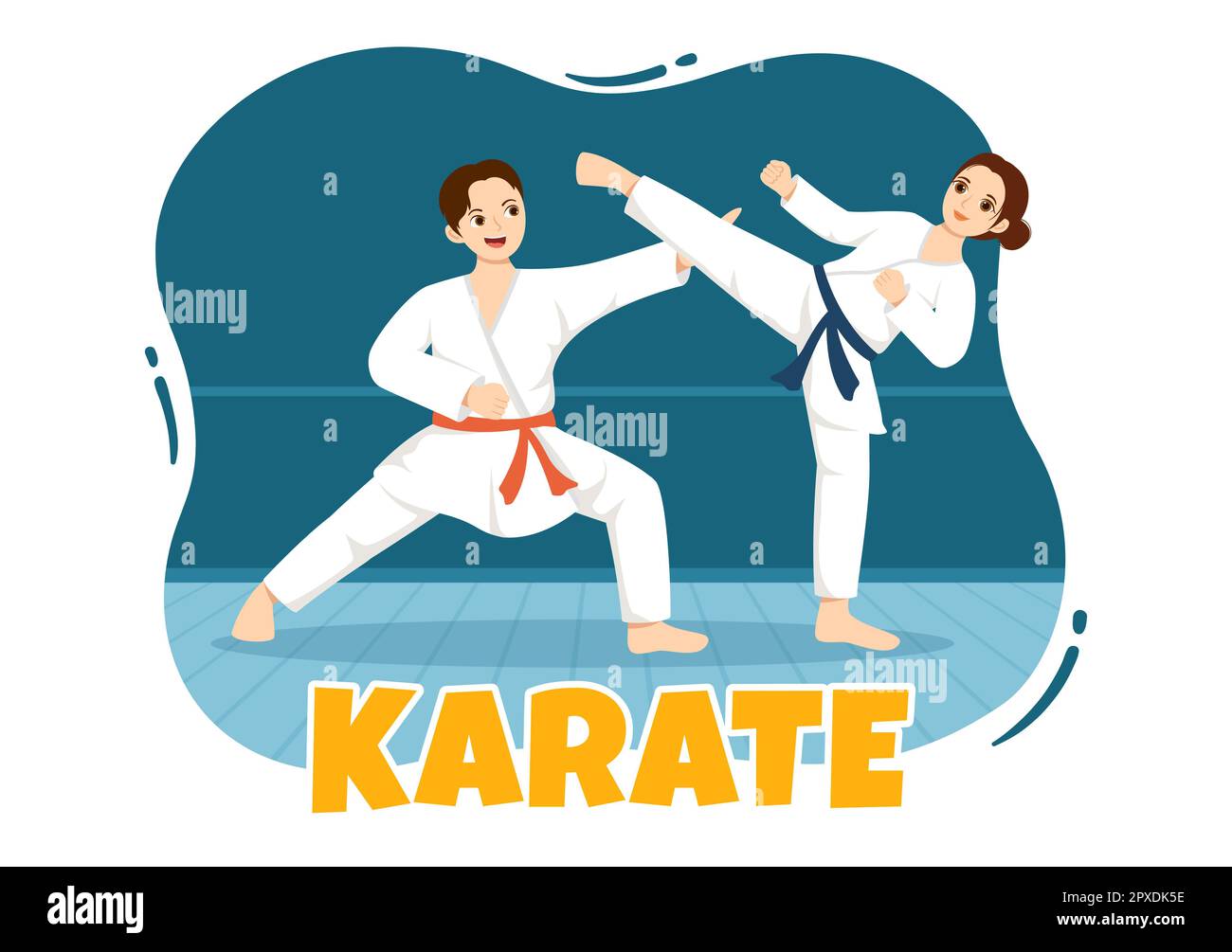 Les gens qui font quelques mouvements de base d'arts martiaux de karaté