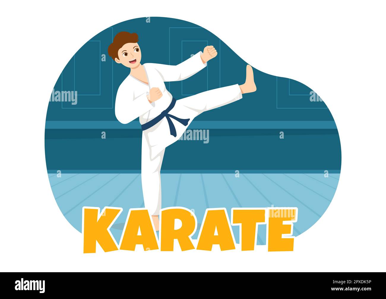 Les gens qui font quelques mouvements de base d'arts martiaux de karaté