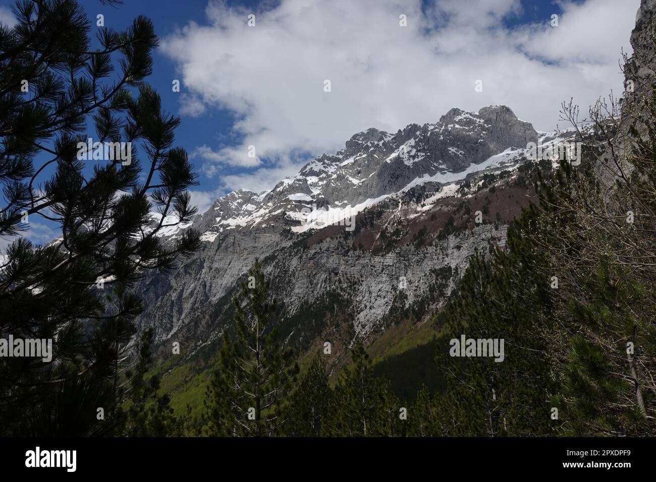 Vue sur la vallée de Theth de la randonnée de Theth à Valbone Banque D'Images