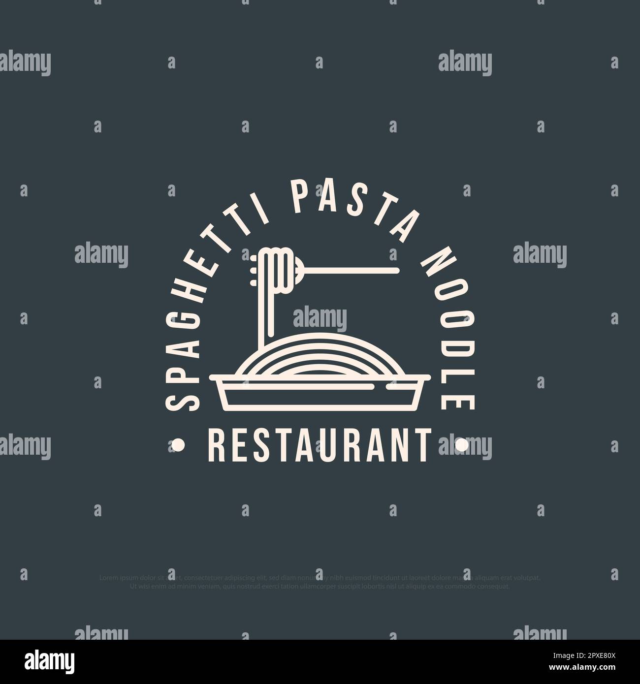 Spaghetti Pasta Noodle logo de la boutique inspiration, illustration vectorielle des pâtes italiennes avec symbole représentant un trait Illustration de Vecteur
