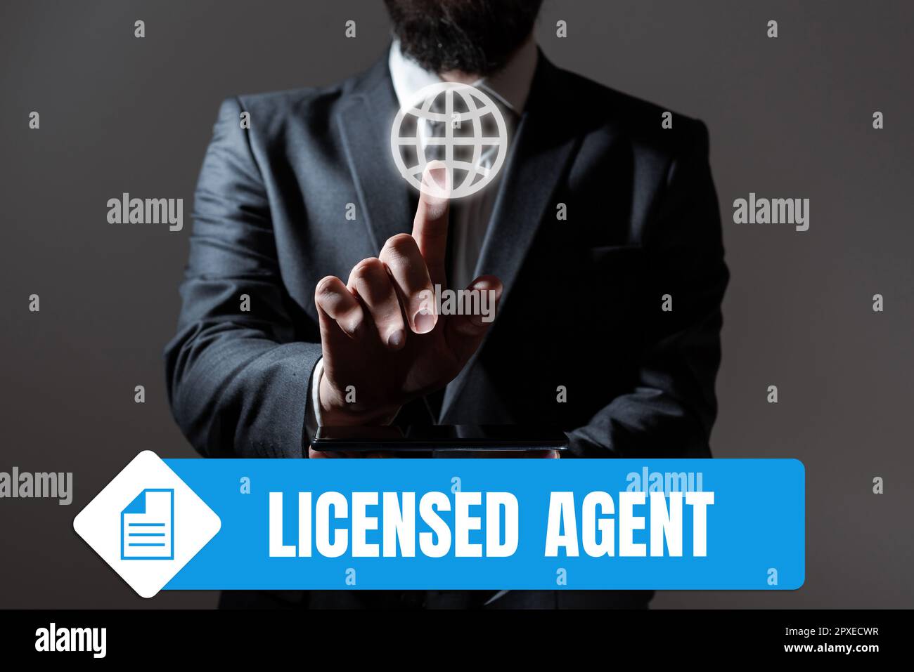Texte manuscrite Agent autorisé, Aperçu de l'entreprise vendeur autorisé et accrédité de polices d'assurance Banque D'Images