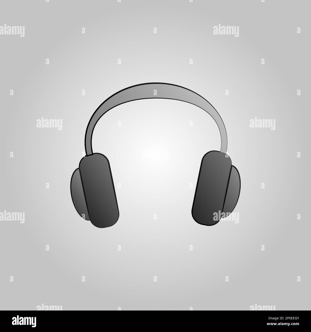 Superbe casque musical de taille normale pour écouter de la musique sur fond blanc. Illustration de Vecteur