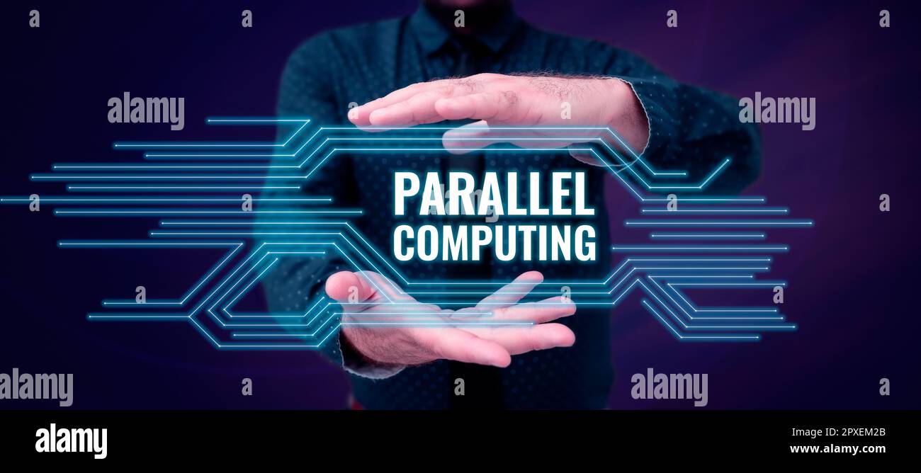 Signe de texte montrant Parallel Computing, Business concept calcul simultané au moyen de logiciels et de matériel Banque D'Images