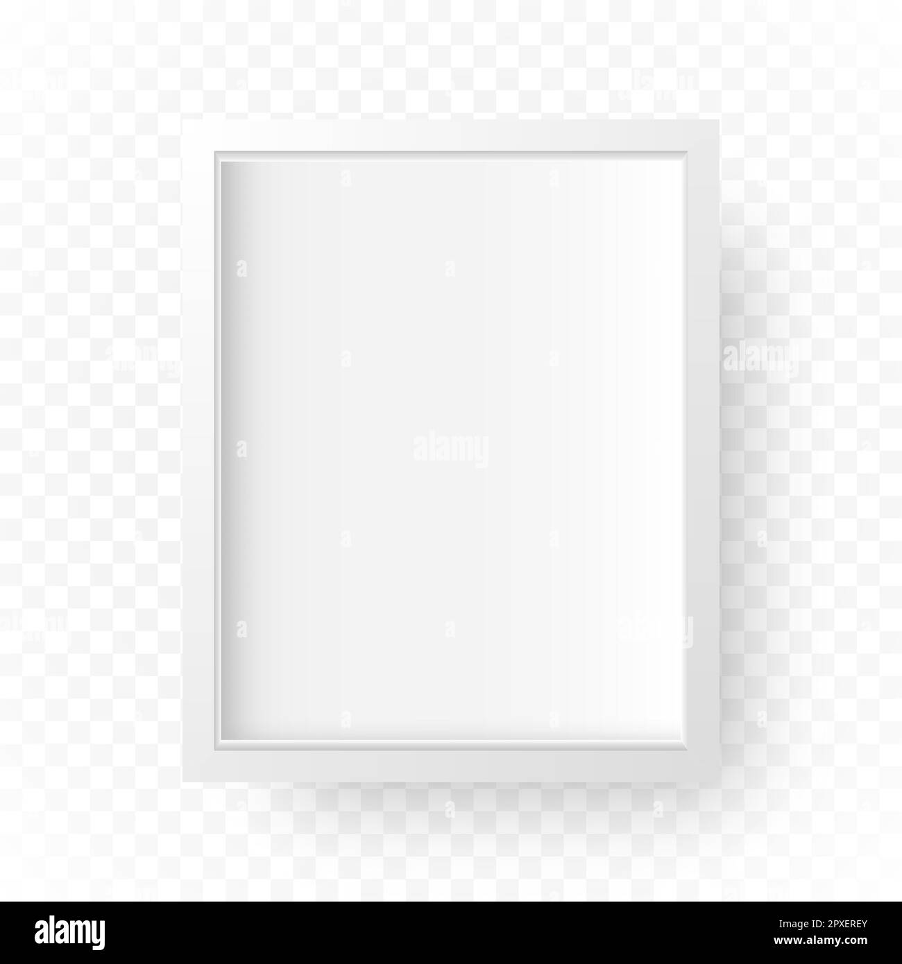 Cadre blanc réaliste avec ombre sur fond transparent. Modèle de conception de cadre vectoriel. Illustration de Vecteur
