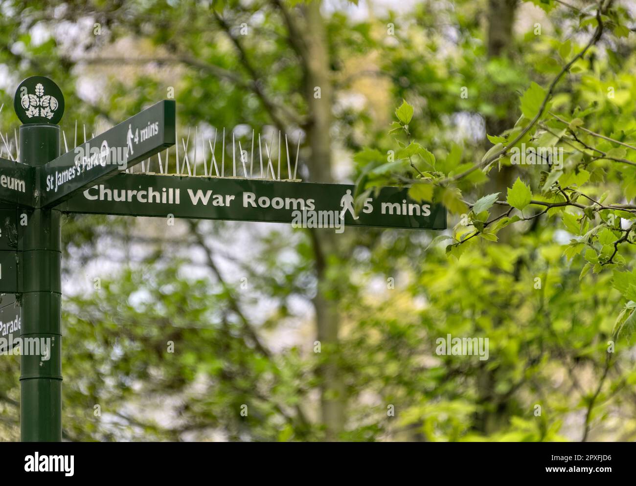 Affiche Churchill War Rooms à St. Parc James, Londres Banque D'Images
