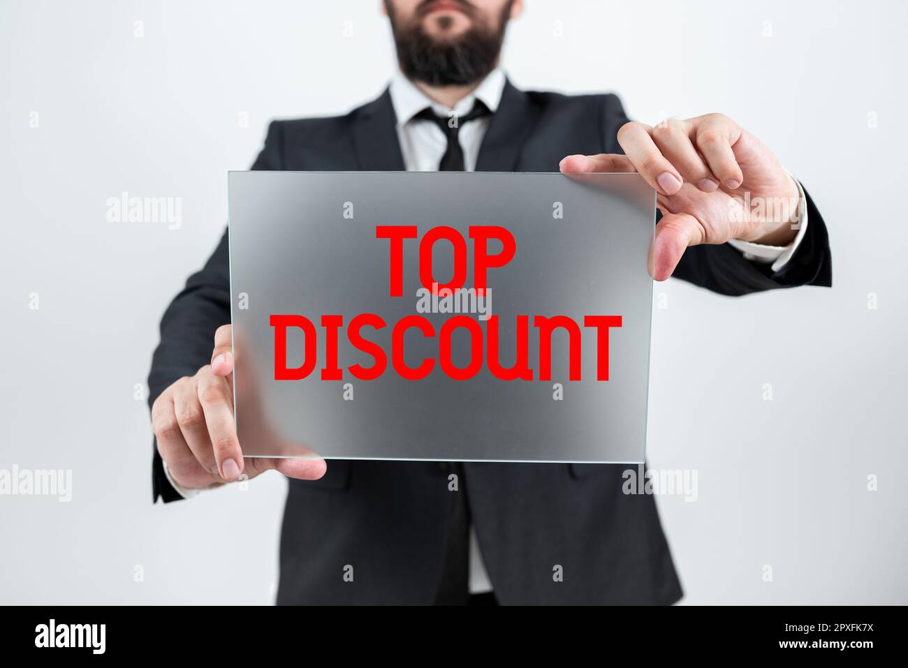 Affiche manuscrite Top Discount, Aperçu de l'entreprise Best Price Guaranteed Hot Items Crazy sale Promotions Banque D'Images