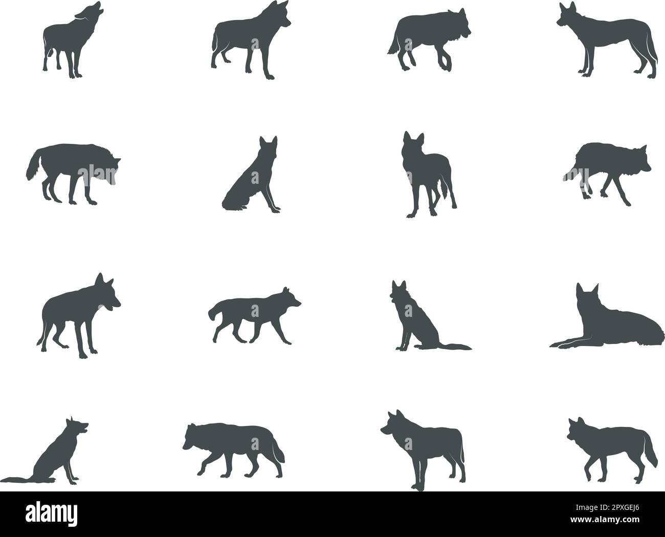 Silhouette de loup, logo de loup, ensemble de vecteurs de loup Illustration de Vecteur