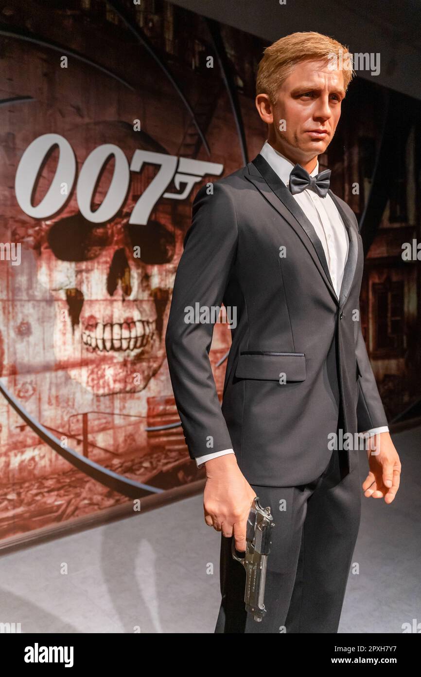 Shah Alam, Malaisie - 17 avril,2023 : la figurine de cire de James Bond est exposée au tapis rouge 2 dans I-City Shah Alam. Banque D'Images