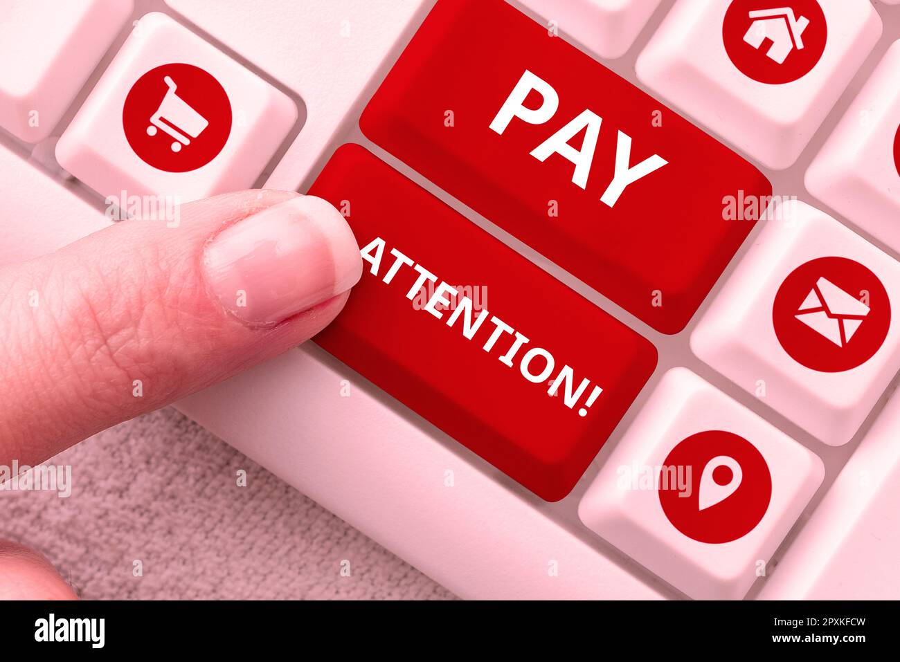 Affiche attention, mot pour prendre note de quelqu'un ou quelque chose comme l'accident d'action Banque D'Images