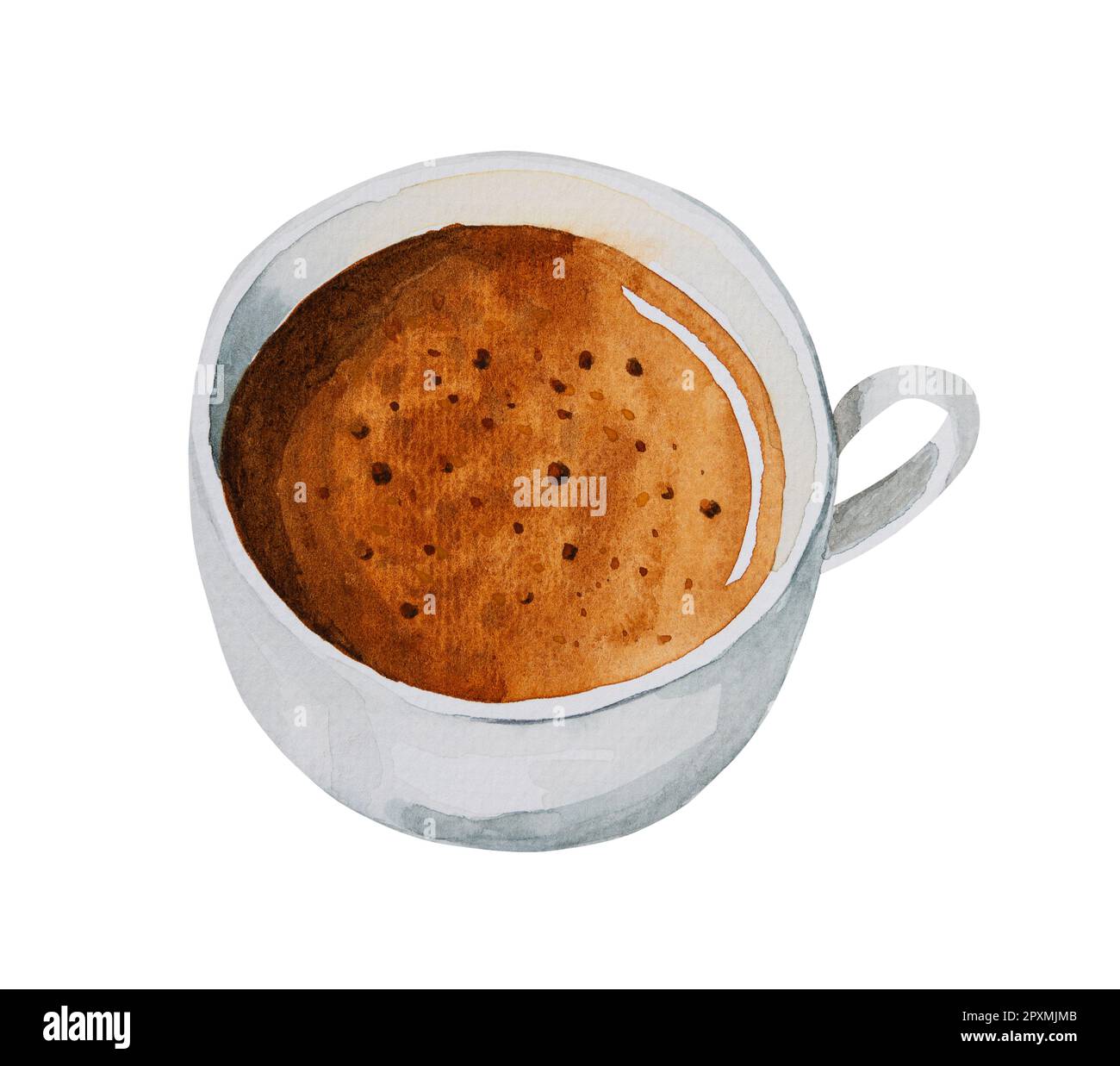 Tasse de café expresso chaud en céramique blanche. Aquarelle illustration dessinée à la main isolée sur fond blanc. Banque D'Images