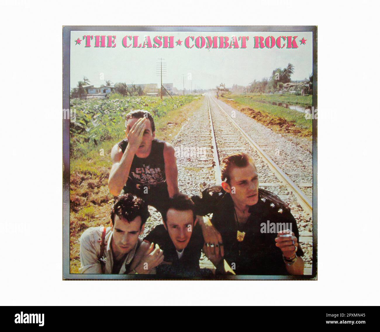 The Clash - combat Rock [1982] - Vintage Vinyl Record Sleeve Banque D'Images
