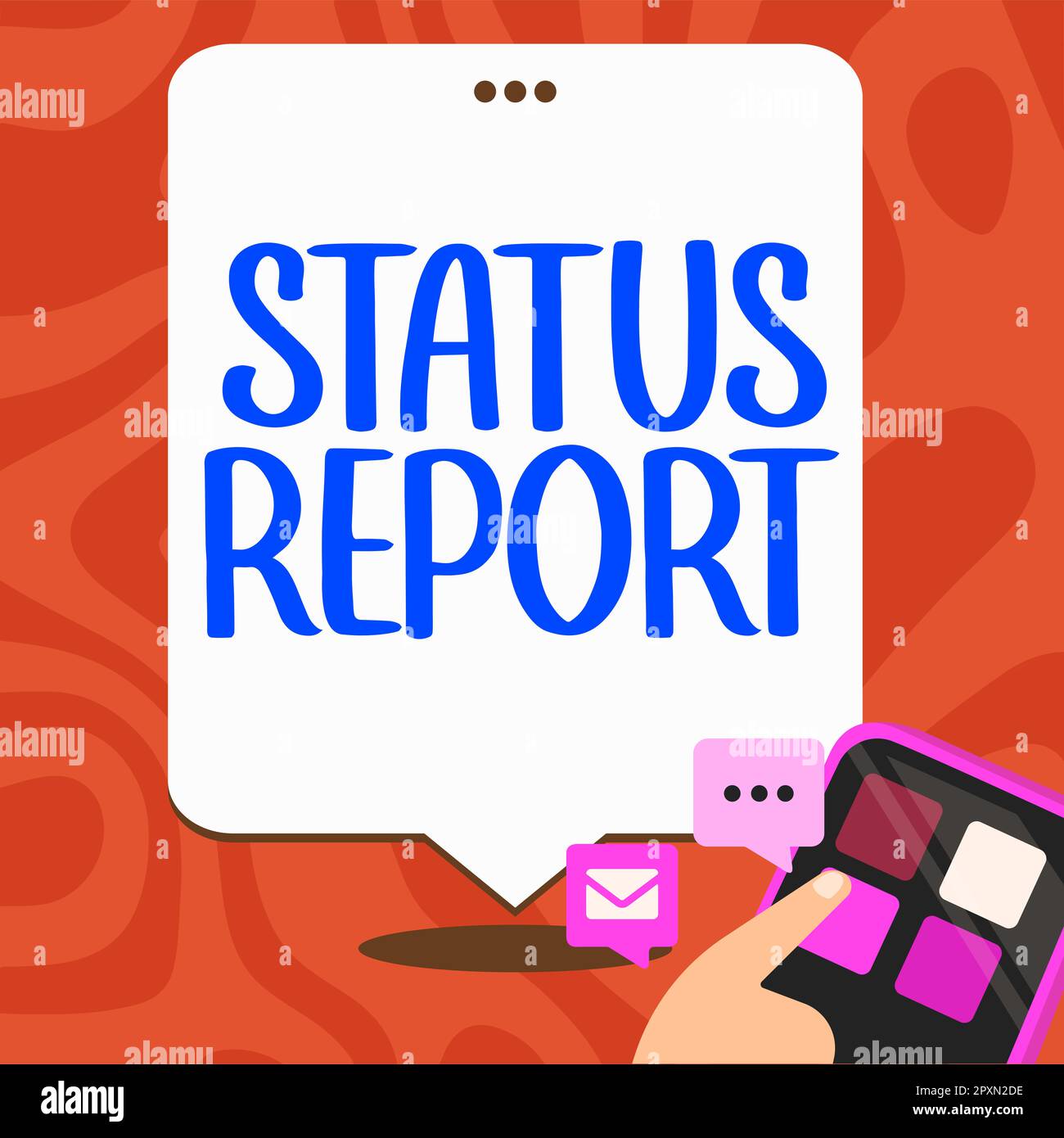 Affiche textuelle indiquant le rapport d'état, mot écrit sur la mise à jour Résumé des situations à partir d'un certain temps Banque D'Images