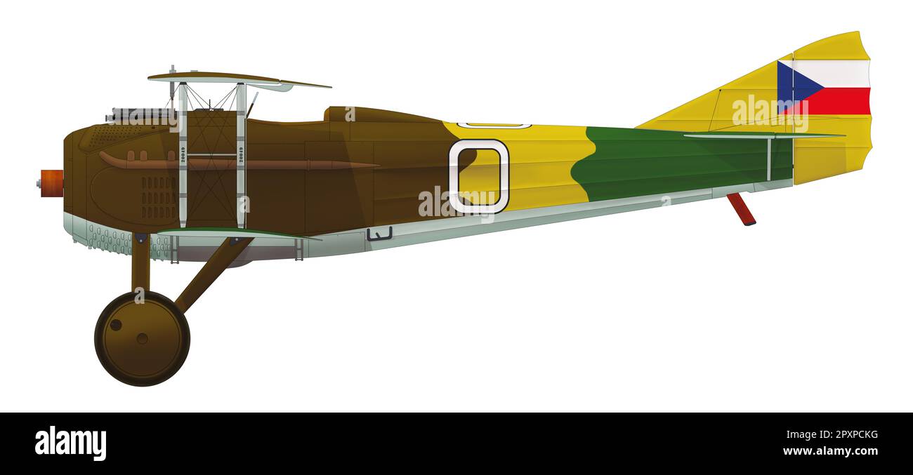 SPAD VII (20049) de la Compagnie aérienne 33rd du Régiment aérien 2 de la Force aérienne tchécoslovaque, novembre 1923 Banque D'Images