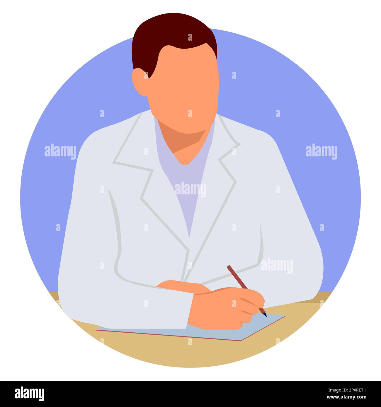 Le médecin s'assoit à une table. Le concept de médecine, un mode de vie sain. Image vectorielle. Illustration de Vecteur