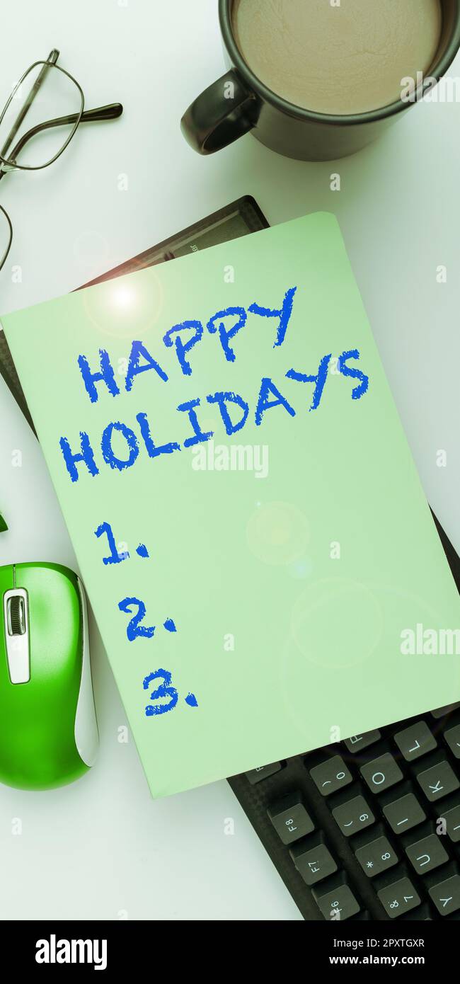 Légende conceptuelle Happy Holidays, Business Showcase salutation utilisée pour souligner la célébration de nombreuses fêtes Banque D'Images