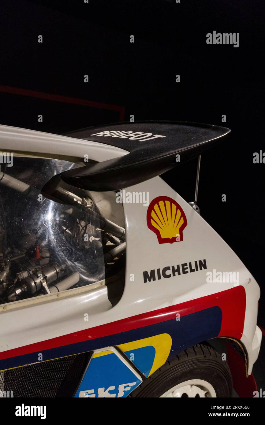 Peugeot 205 Turbo 16 (1986). Exposition de vieilles voitures de rallye 'âge d'or de Rally' à MAUTO, Museo dell'automobile de Turin, Italie. Banque D'Images