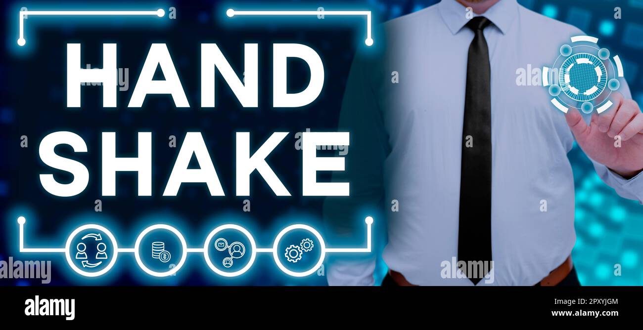 Signature manuscrite main Shake, photo conceptuelle un acte montrant que vous avez fait un accord ou un salut Banque D'Images