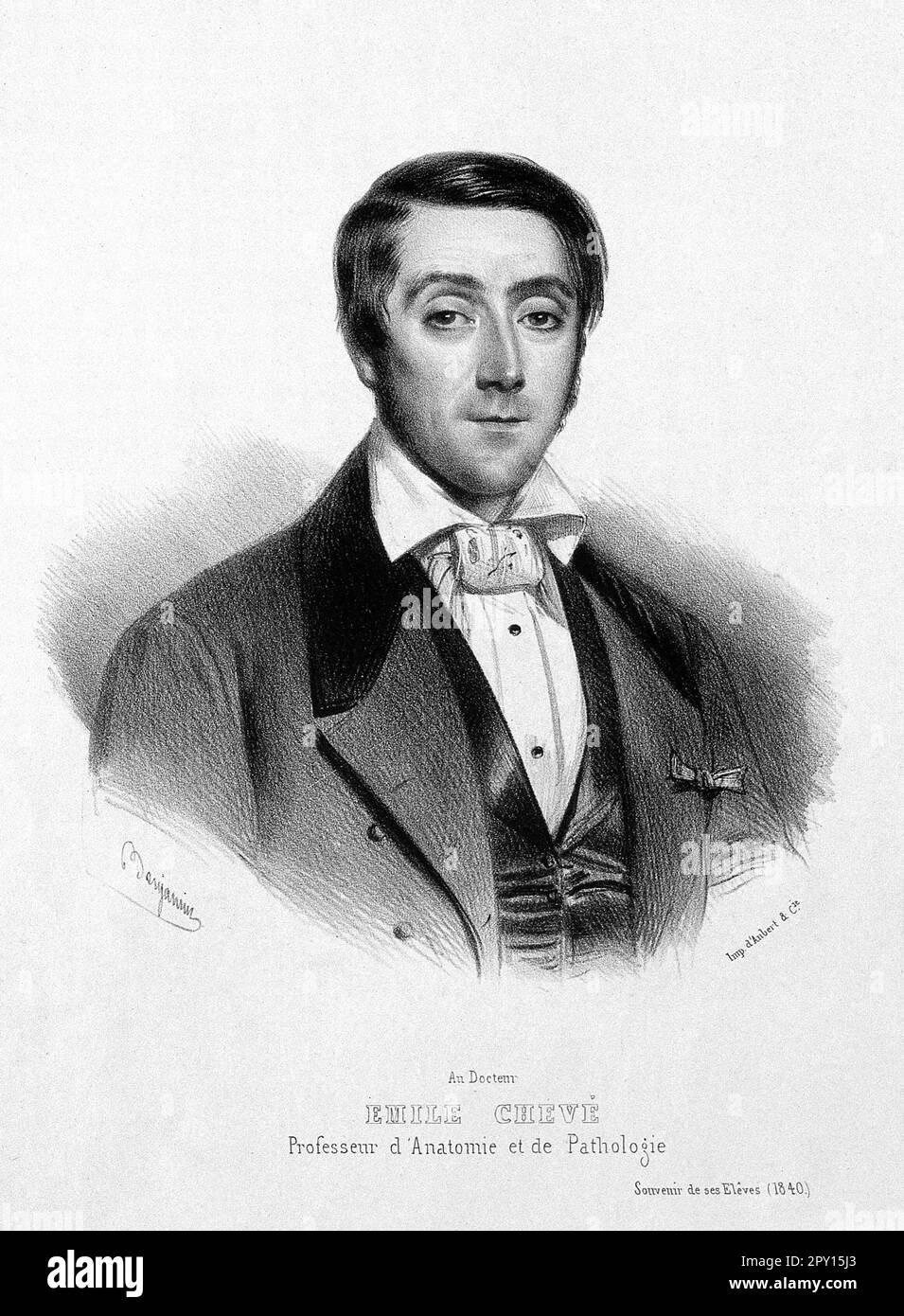 Émile-Joseph-Maurice Chevé, de 1804 à 1864 ans, est un théoricien et professeur de musique français, lithographie d'époque de Benjamin 1840 Banque D'Images