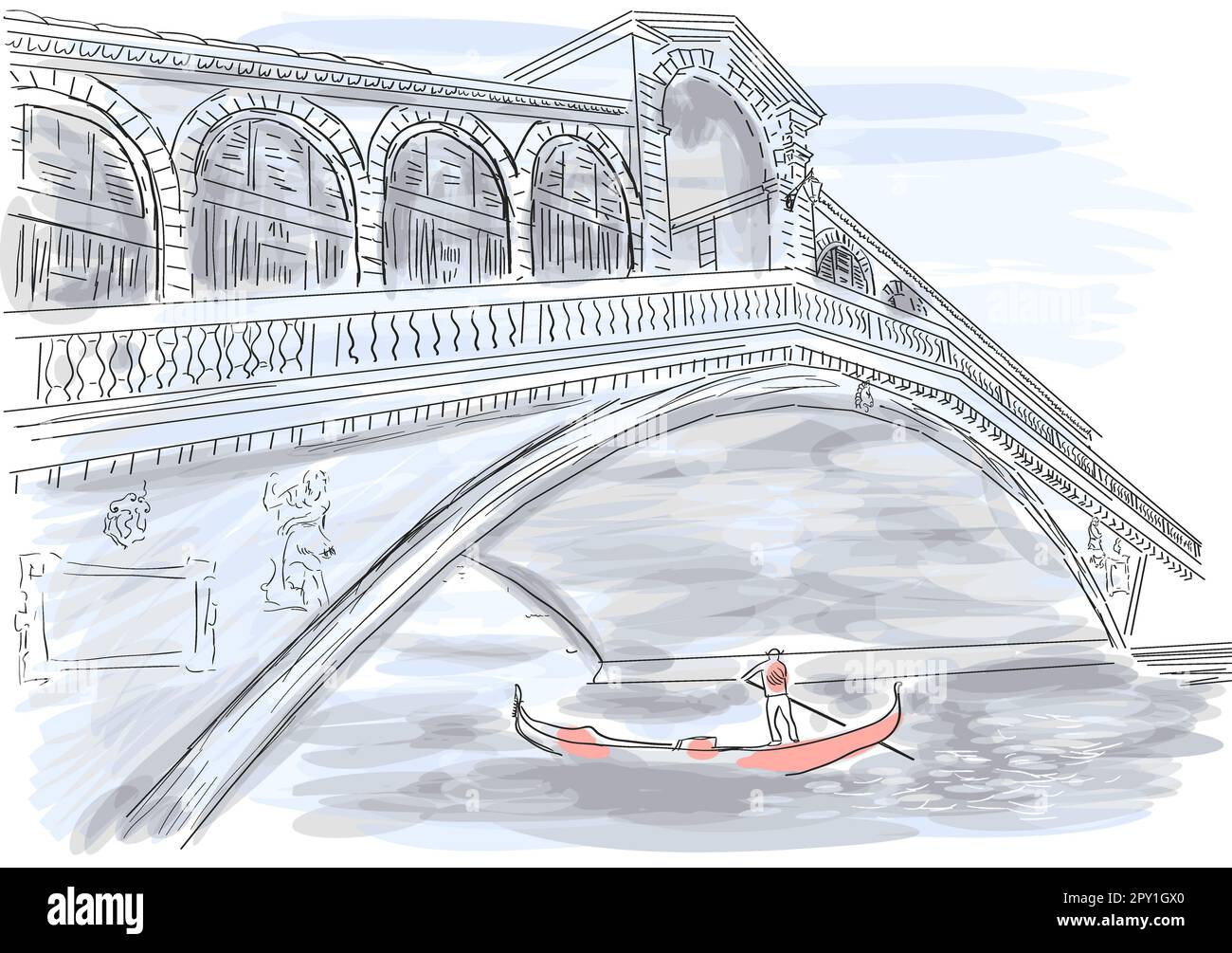 pont de venise. illustration du vecteur de pont du rialto Banque D'Images