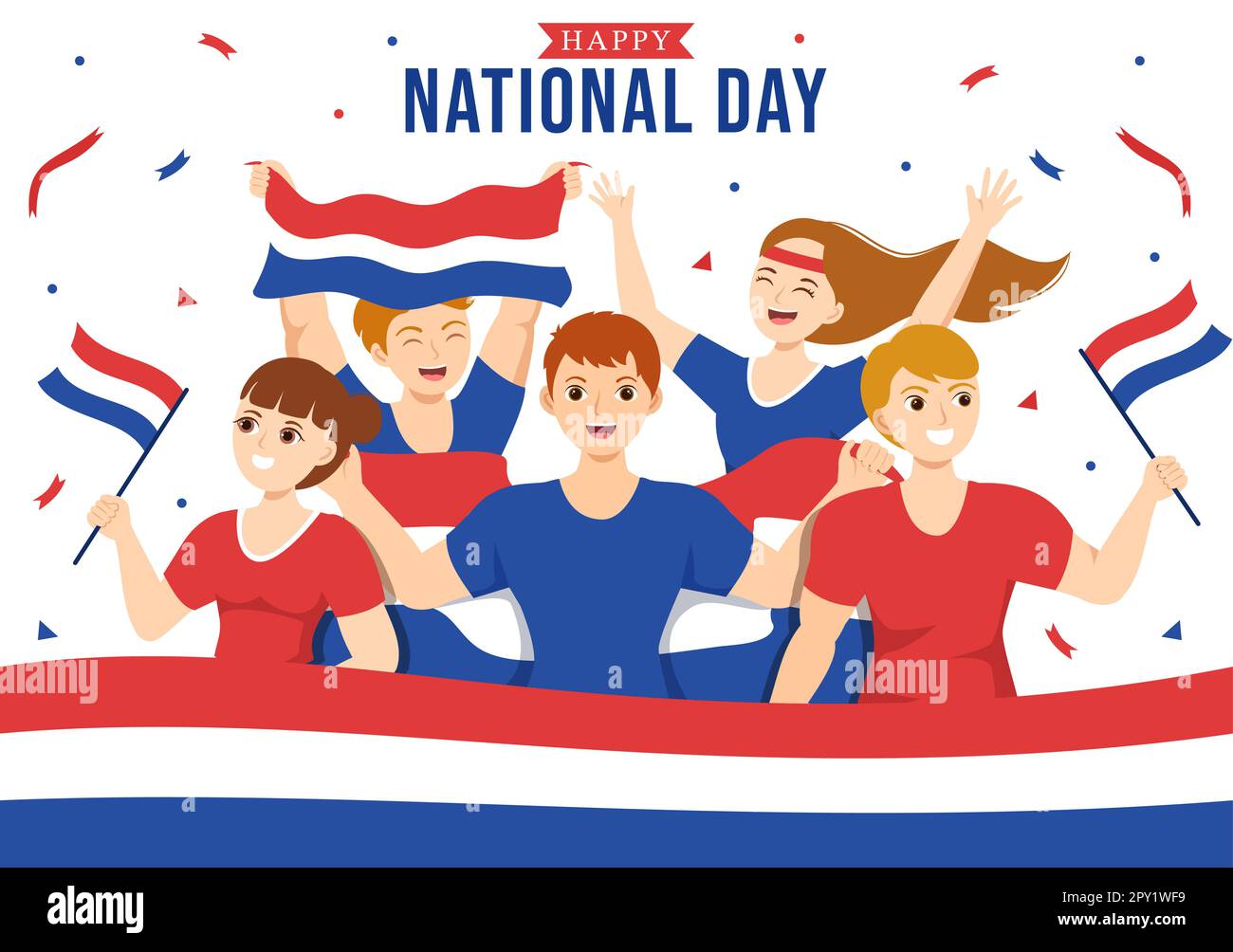 Bonne illustration de la Journée nationale des pays-Bas avec drapeau des pays-Bas pour bannière Web ou page d'arrivée dans des modèles dessinés à la main de dessin animé à plat de dessin animé Banque D'Images