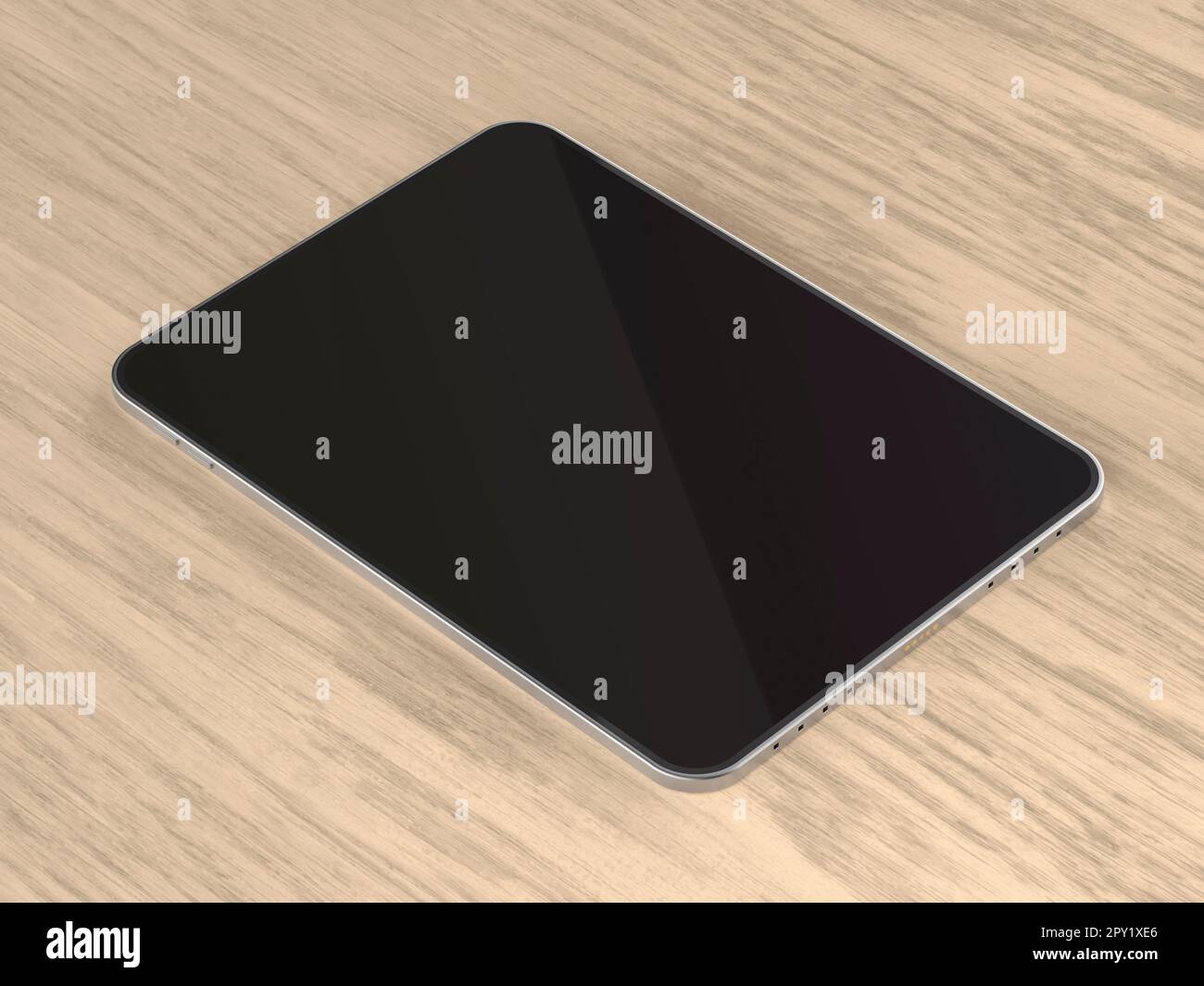 Tablette avec écran vide sur bureau en bois Banque D'Images