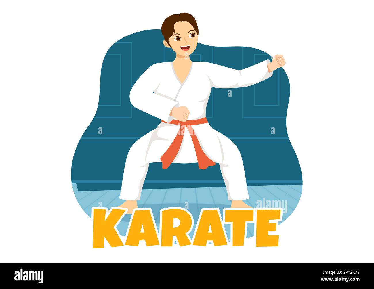 Les gens qui font quelques mouvements de base d'arts martiaux de karaté