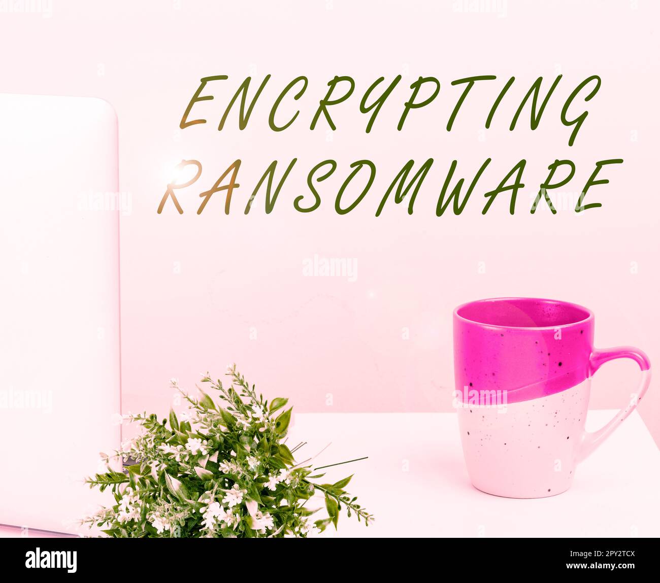 Signature manuscrite crypter ransomware, concept signifiant protéger les données confidentielles contre les attaquants avec accès Banque D'Images