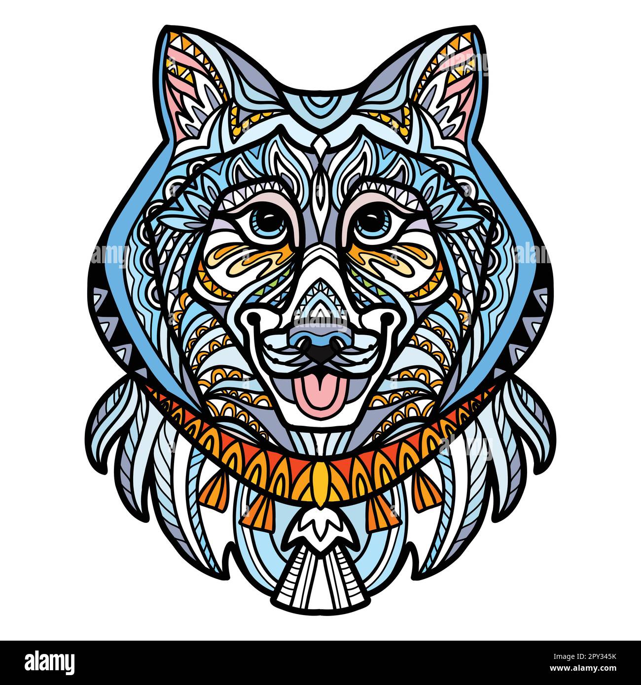 Illustration vectorielle de la couleur du chien tête Husky Syberian Illustration de Vecteur
