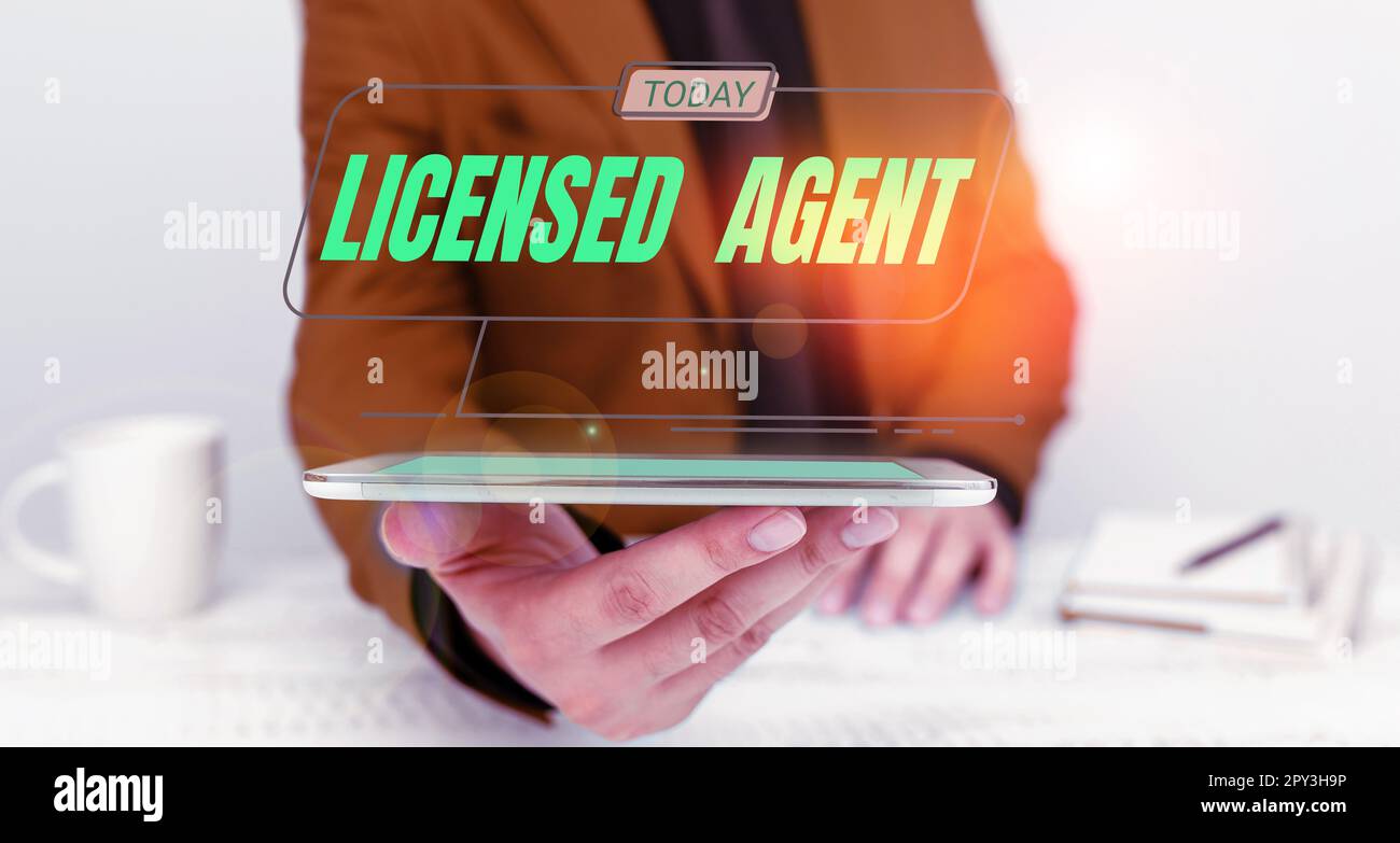 Affiche textuelle montrant l'Agent autorisé, concept Internet vendeur autorisé et accrédité de polices d'assurance Banque D'Images