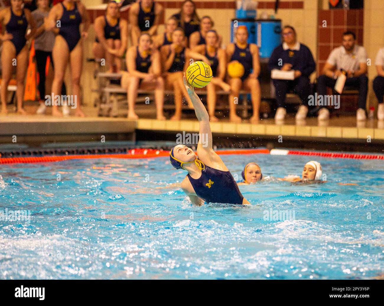 Match de water-polo universitaire pour femmes à Princeton, NJ Banque D'Images
