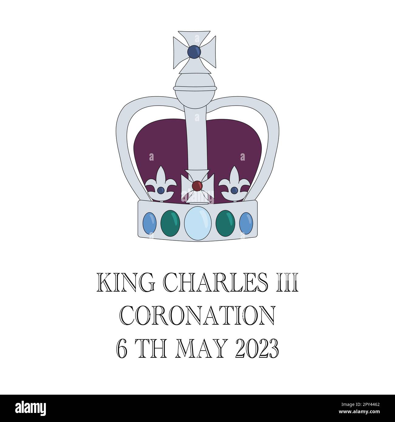 Couronne pour affiche ou carte de voeux, le roi Charles III couronnement, le prince Charles de Galles devient roi d'Angleterre, illustration vectorielle Illustration de Vecteur