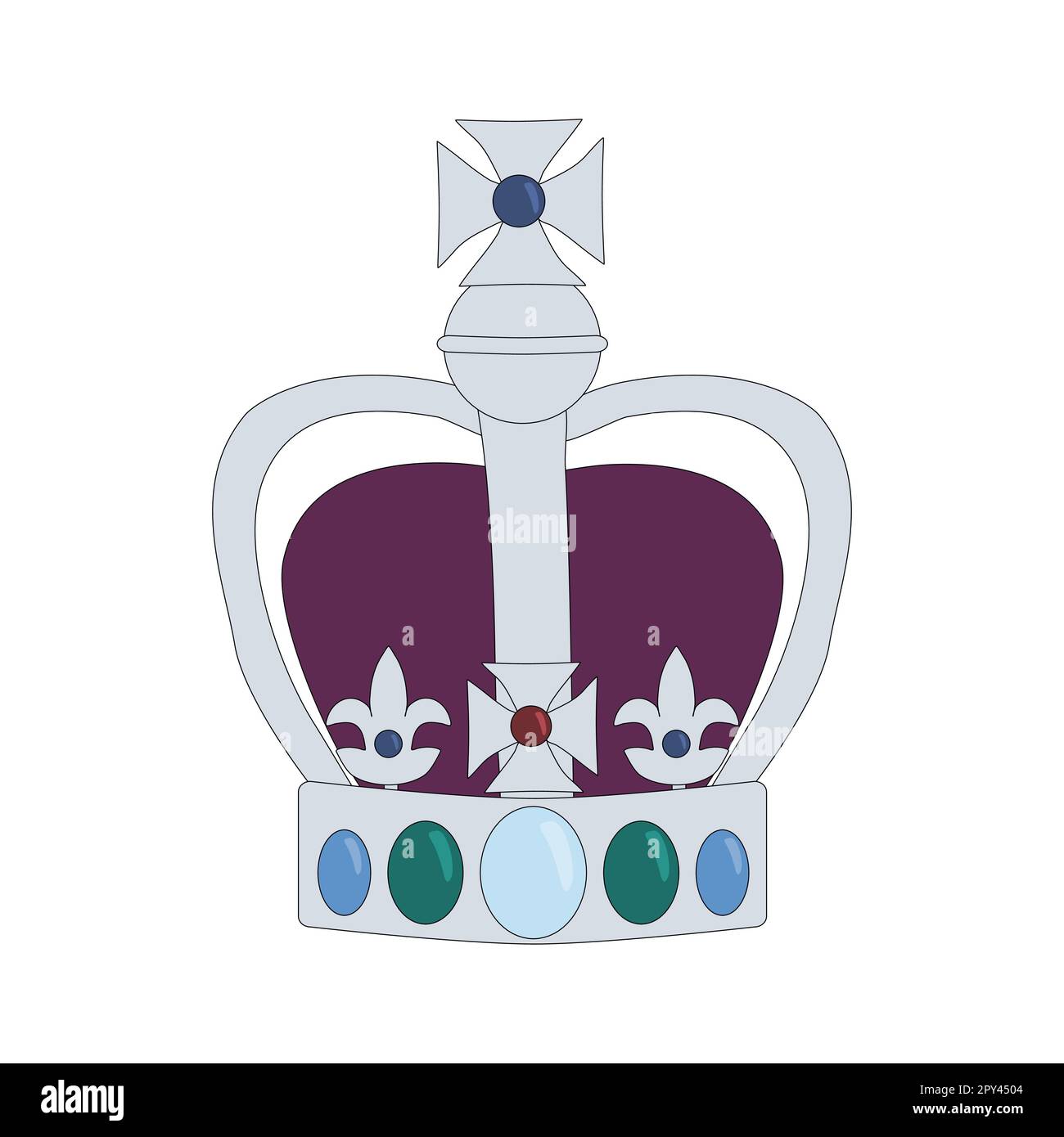 Couronne royale aux pierres précieuses, symbole de la monarchie britannique, illustration vectorielle Illustration de Vecteur