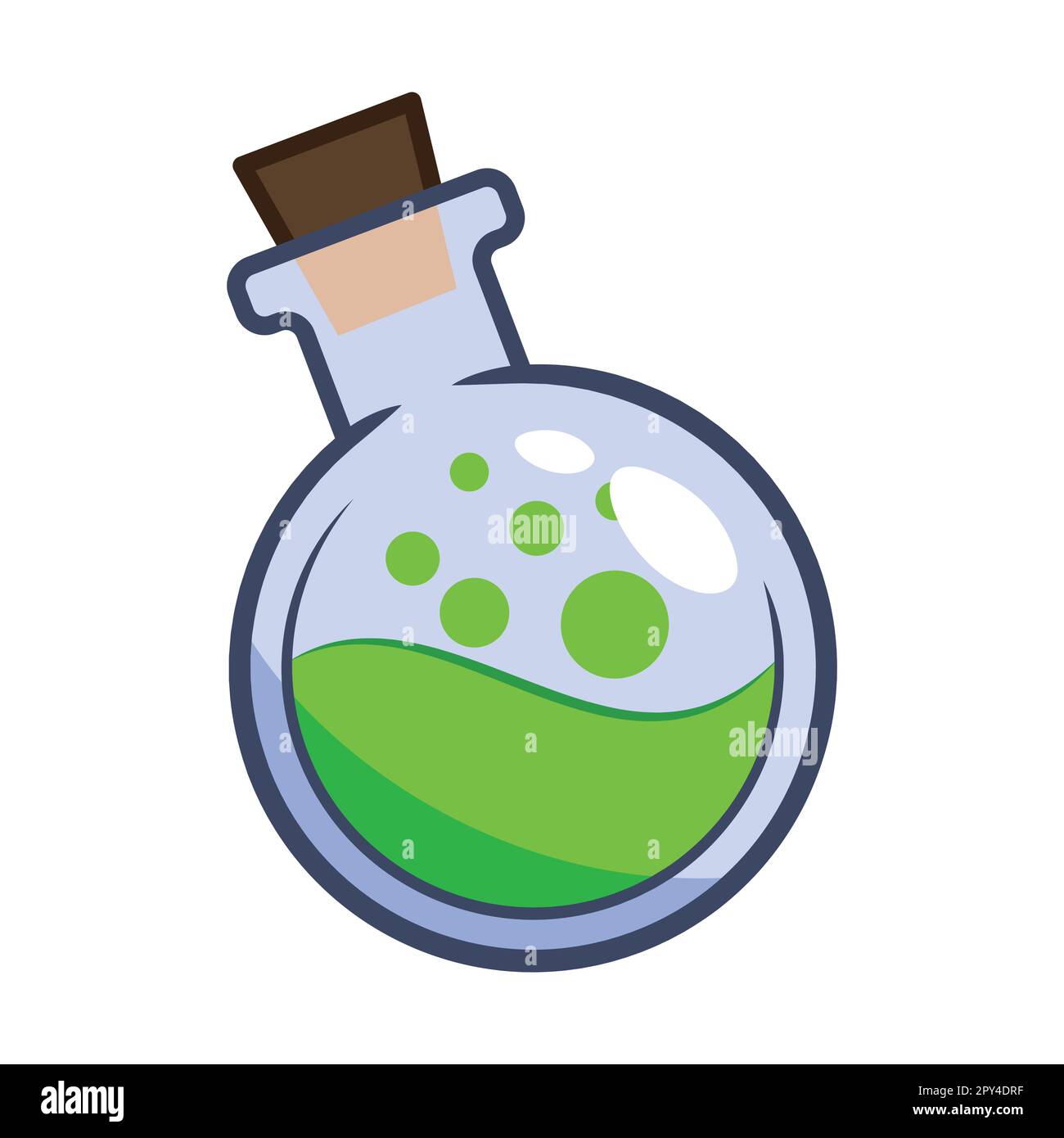 Poison vert dans une bouteille. Illustration du vecteur d'icône Halloween Illustration de Vecteur