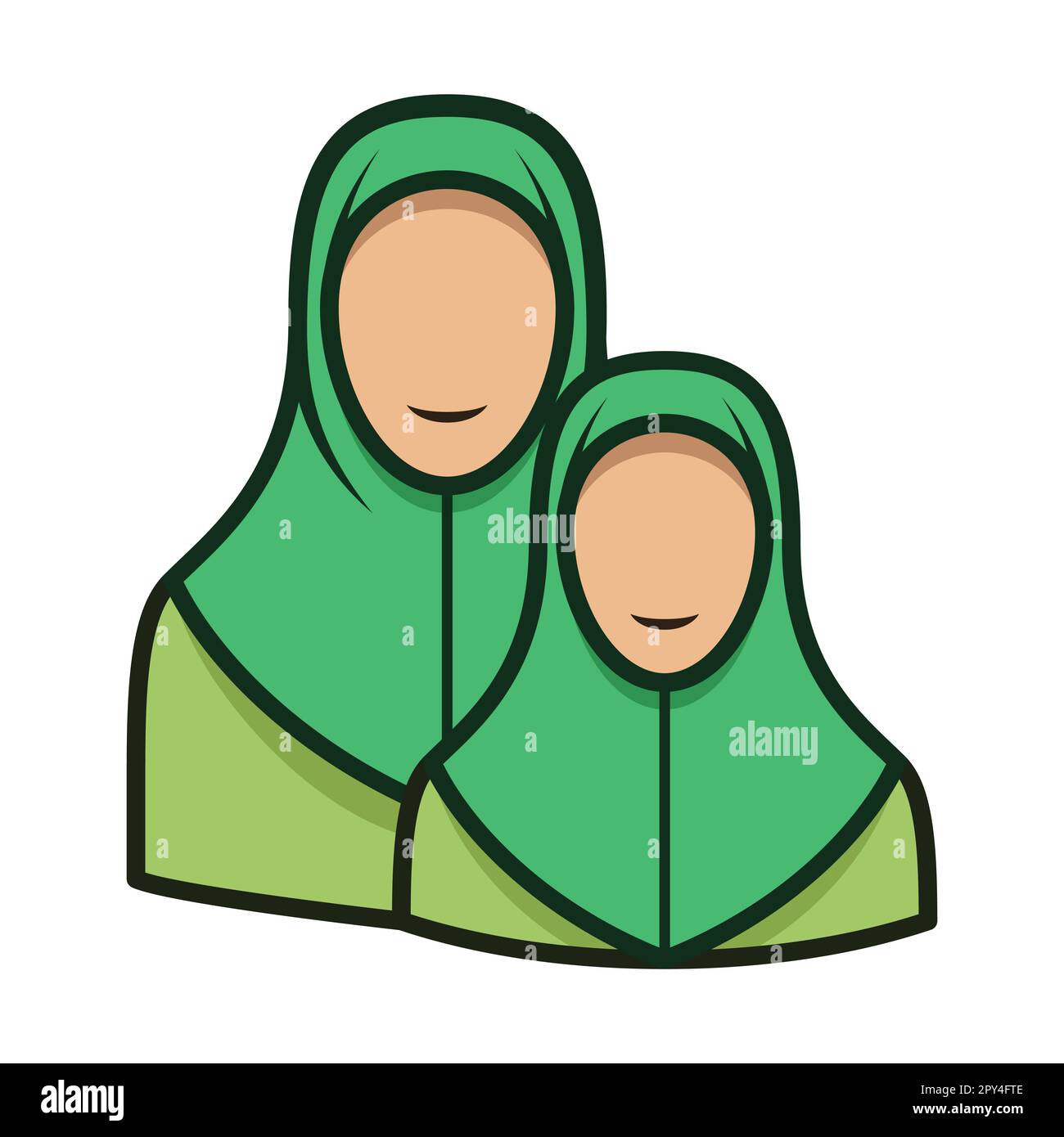 La maman musulmane et la fille portent le même ensemble. Illustration du scénario de l'icône Fête des mères Illustration de Vecteur