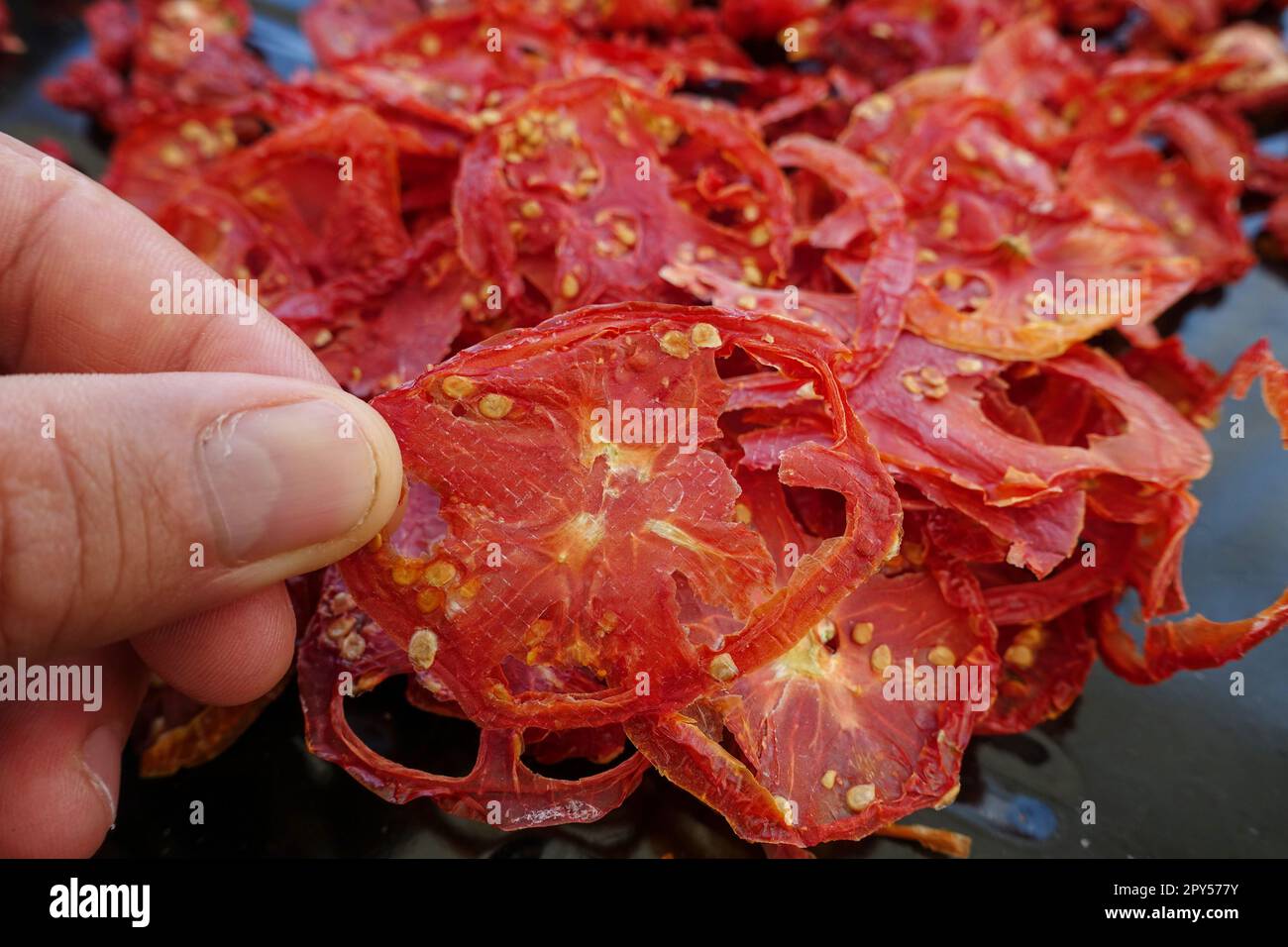 tomates séchées faites maison, tomates séchées biologiques en gros plan Banque D'Images