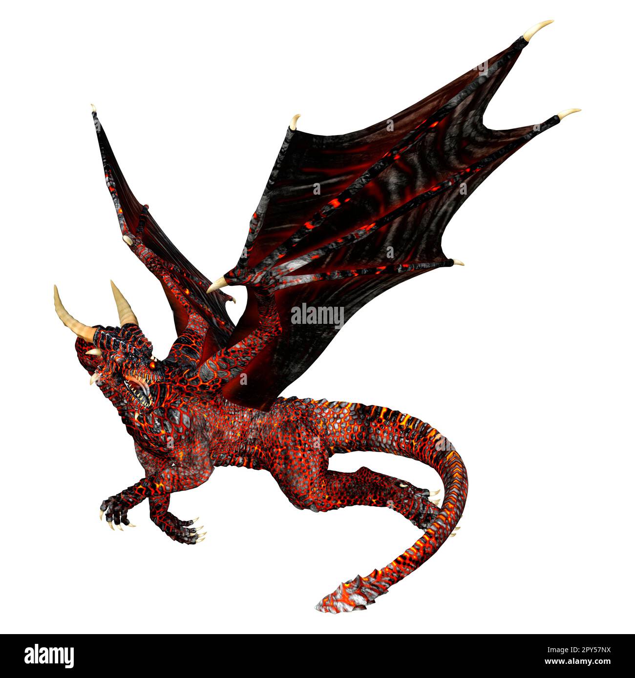 Le rendu 3D d'un dragon fantasy isolé sur fond blanc Banque D'Images