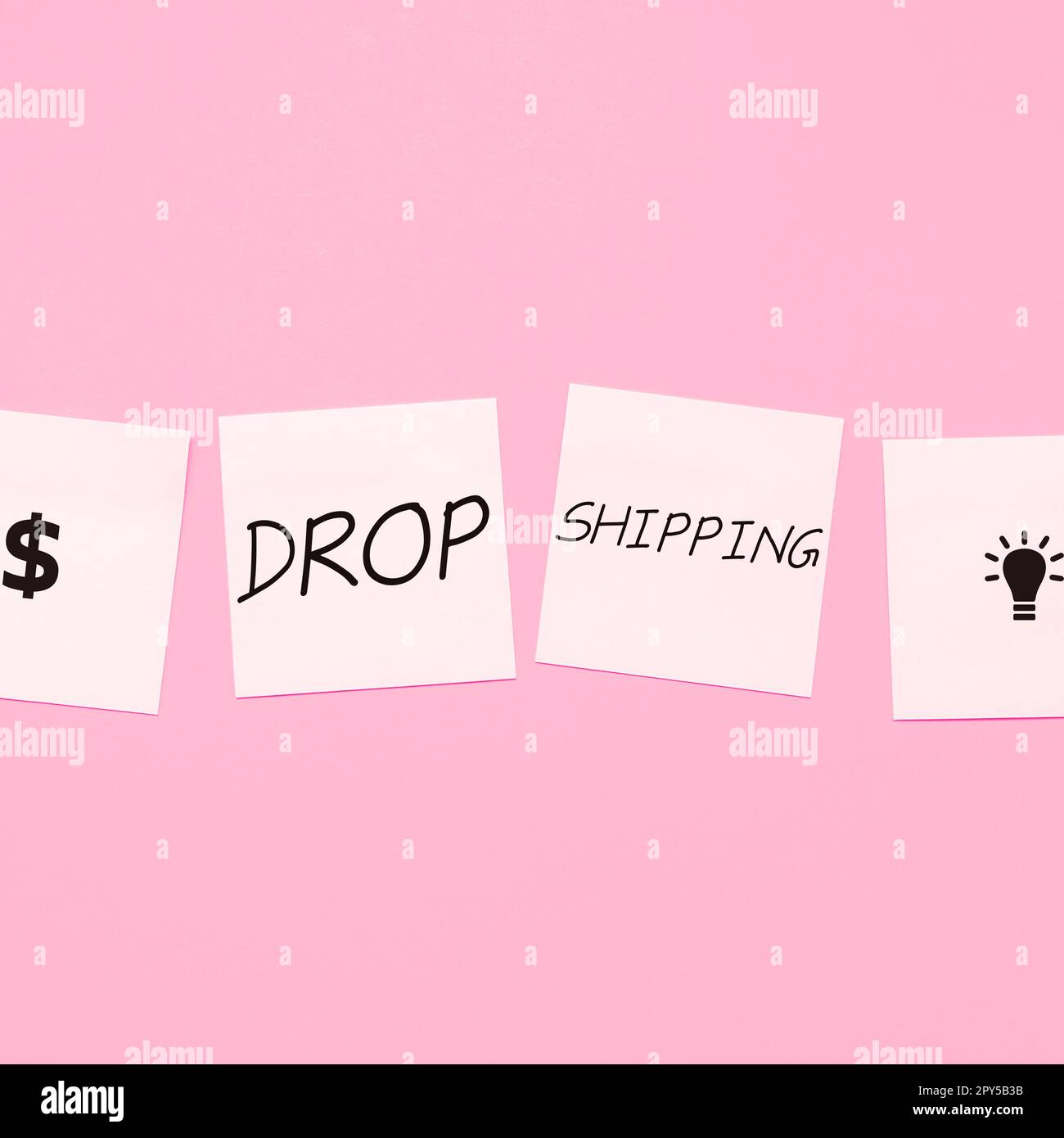 Livraison de l'affiche manuscrite. Idée commerciale d'envoyer des marchandises d'un fabricant directement à un client au lieu du faire au détaillant Banque D'Images