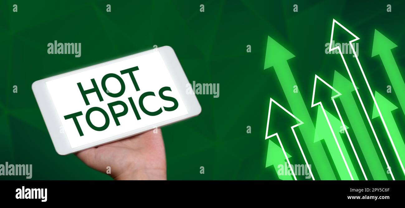 Sujets d'actualité de la légende conceptuelle. Internet concept sujet que beaucoup de personnes sont en discussion et en discussion Banque D'Images