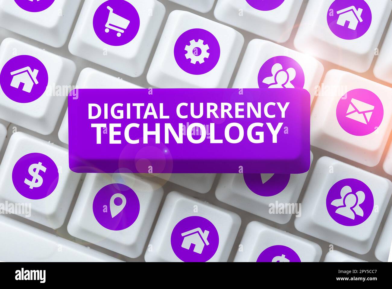 Texte d'écriture technologie de monnaie numérique. Business Showcase crypto-monnaie termes juridiques chaîne de blocs Banque D'Images