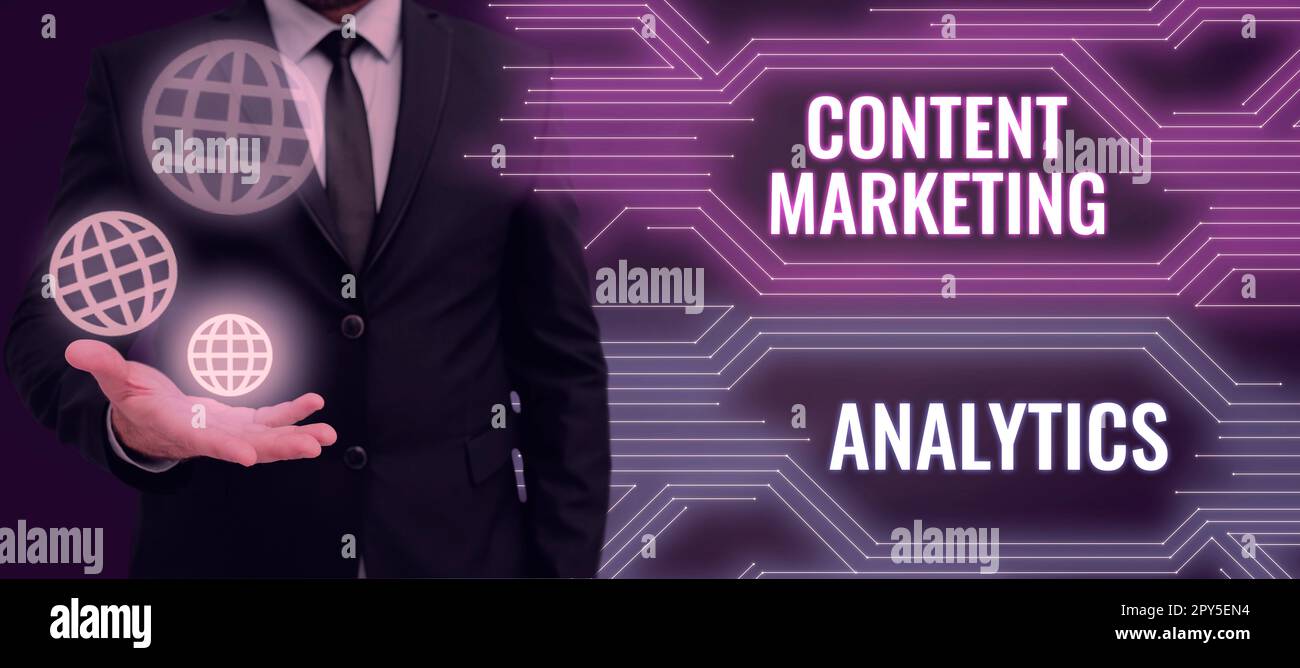 Signature manuscrite Content Marketing Analytics. Concept signifie attirer l'attention et générer des prospects Banque D'Images