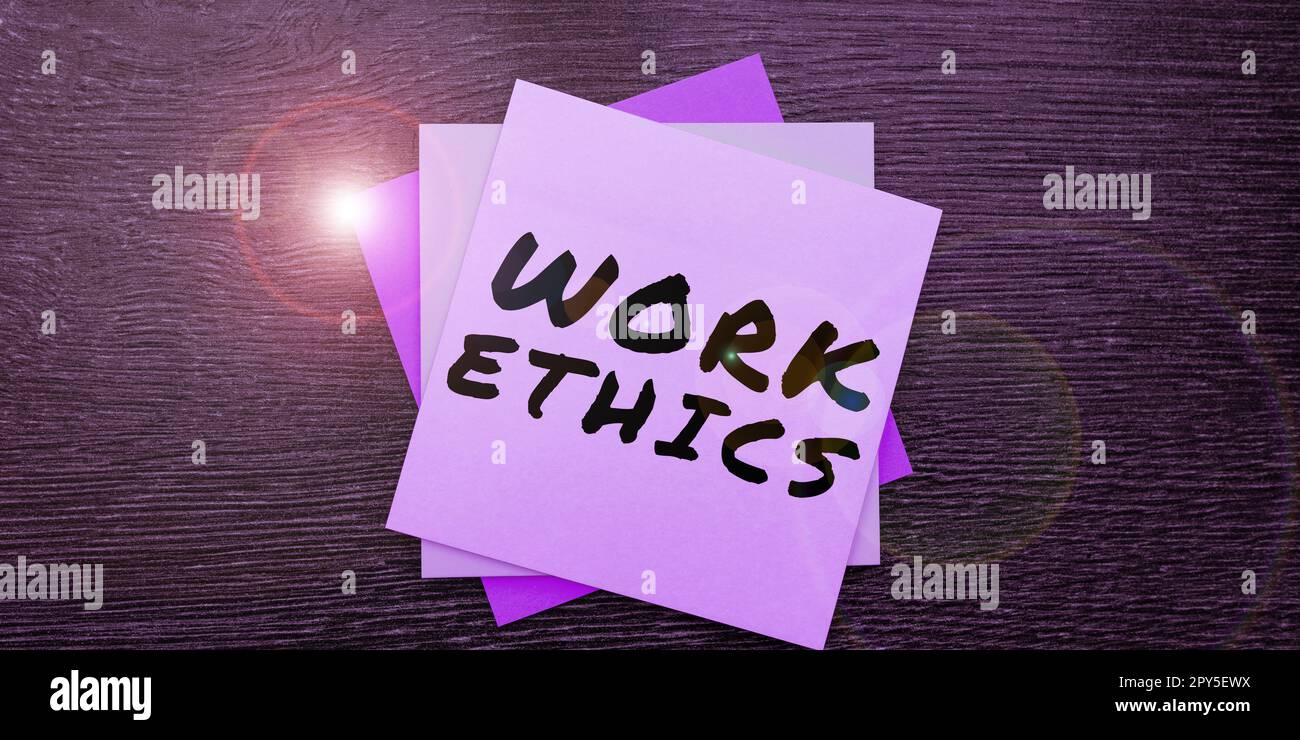 Affiche textuelle indiquant l'éthique professionnelle. Mot pour Un ensemble de valeurs centrées sur l'importance de faire du travail Banque D'Images