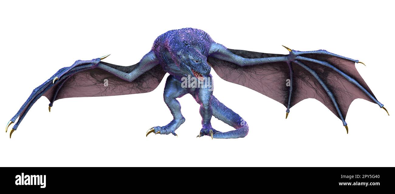 Le rendu 3D d'un dragon fantasy isolé sur fond blanc Banque D'Images