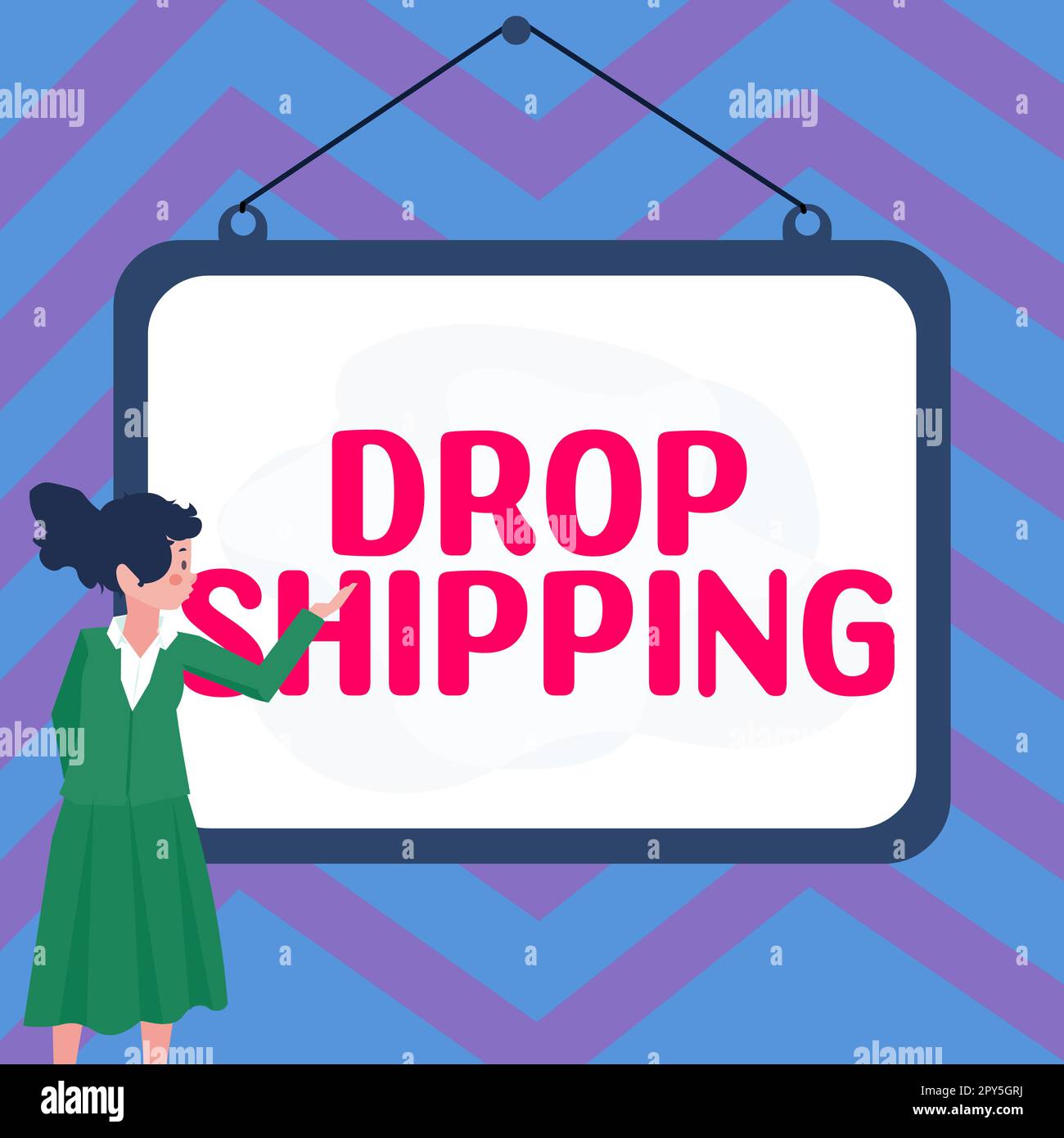 Affiche indiquant l'expédition du DROP. Présentation de l'entreprise pour envoyer des marchandises d'un fabricant directement à un client plutôt qu'au détaillant Banque D'Images