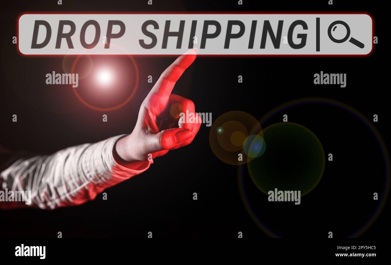 Présentation conceptuelle Drop Shipping. Concept signifie envoyer des marchandises d'un fabricant directement à un client plutôt qu'au détaillant Banque D'Images